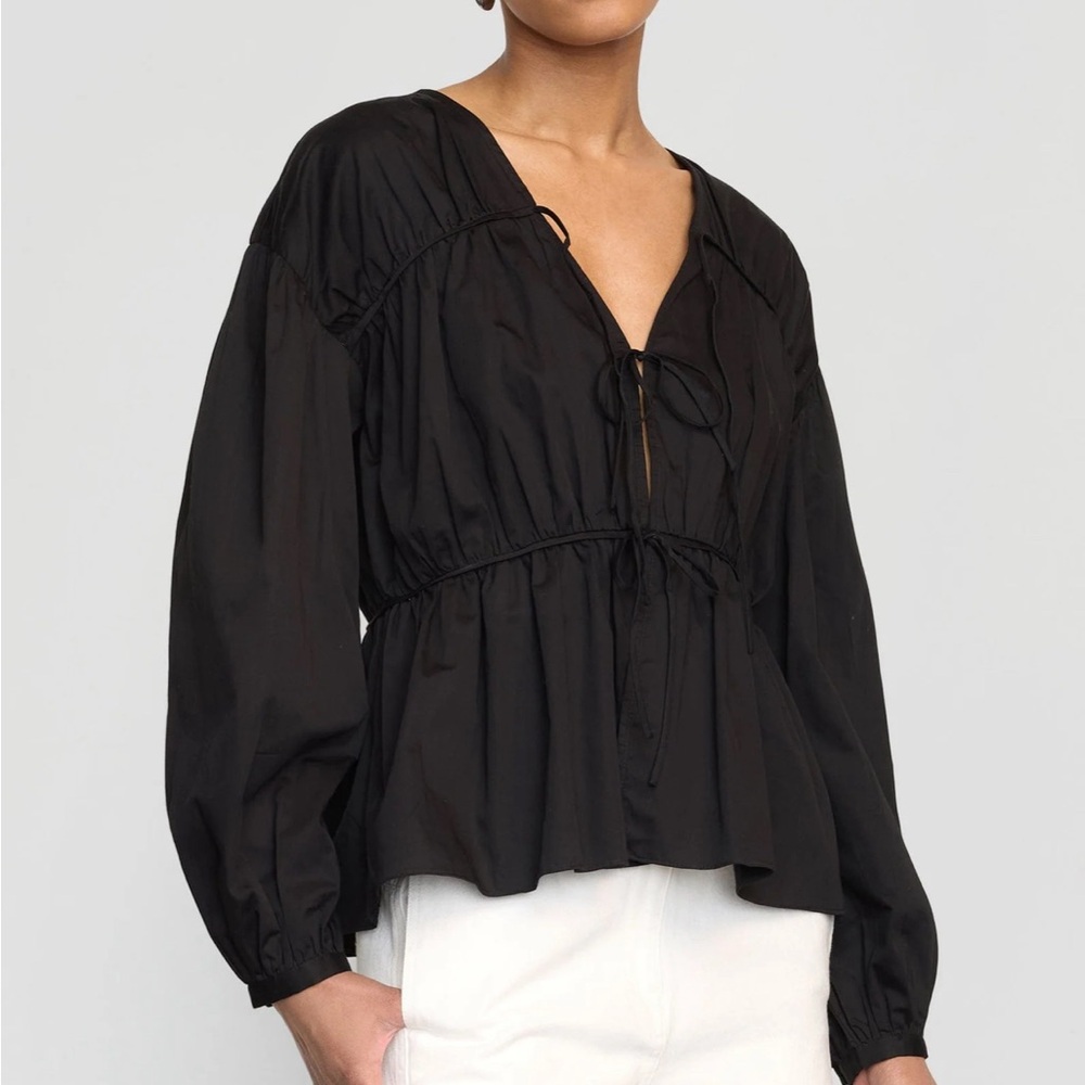 Modern Citizen Hira organic Tie Front Blouse Top 3/4 Sleeve, Cotton
Size Large - Picture 4 of 4